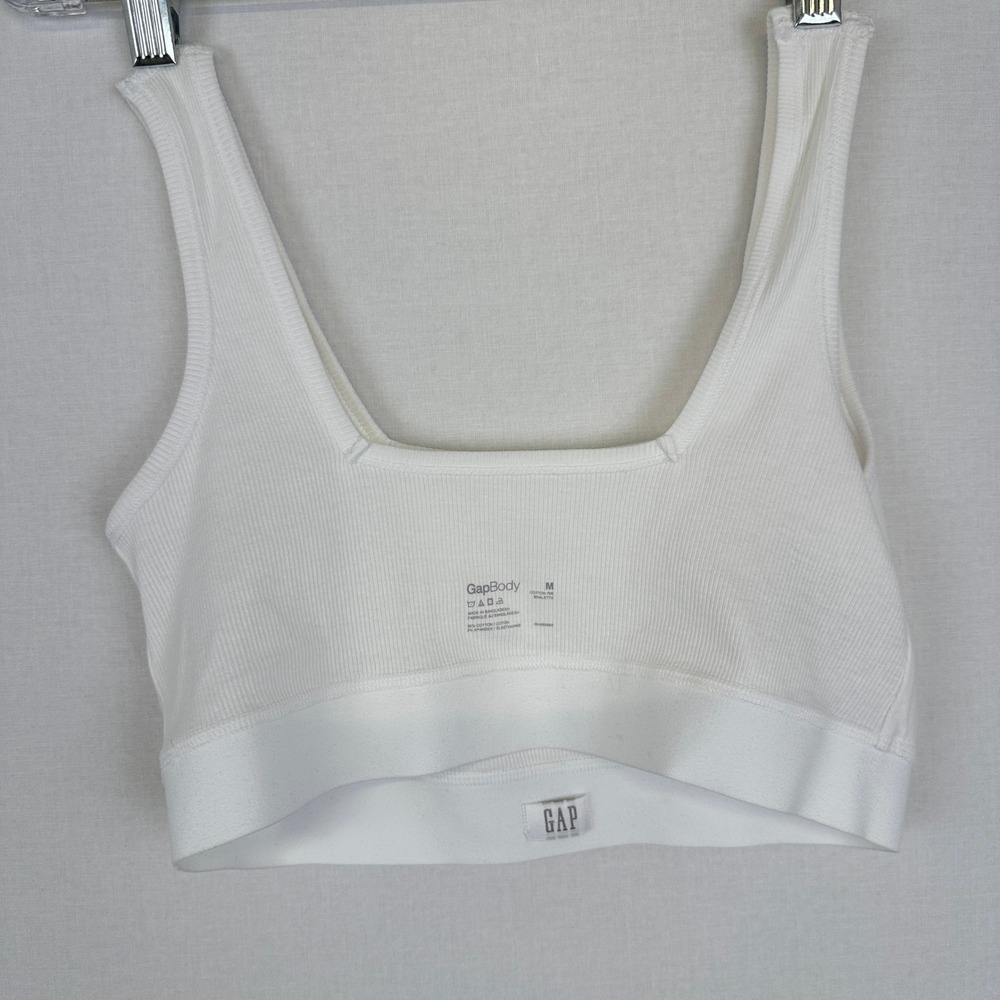 GapBody‎ Cotton Rib Bralette White Stretch Women's Size M NWT